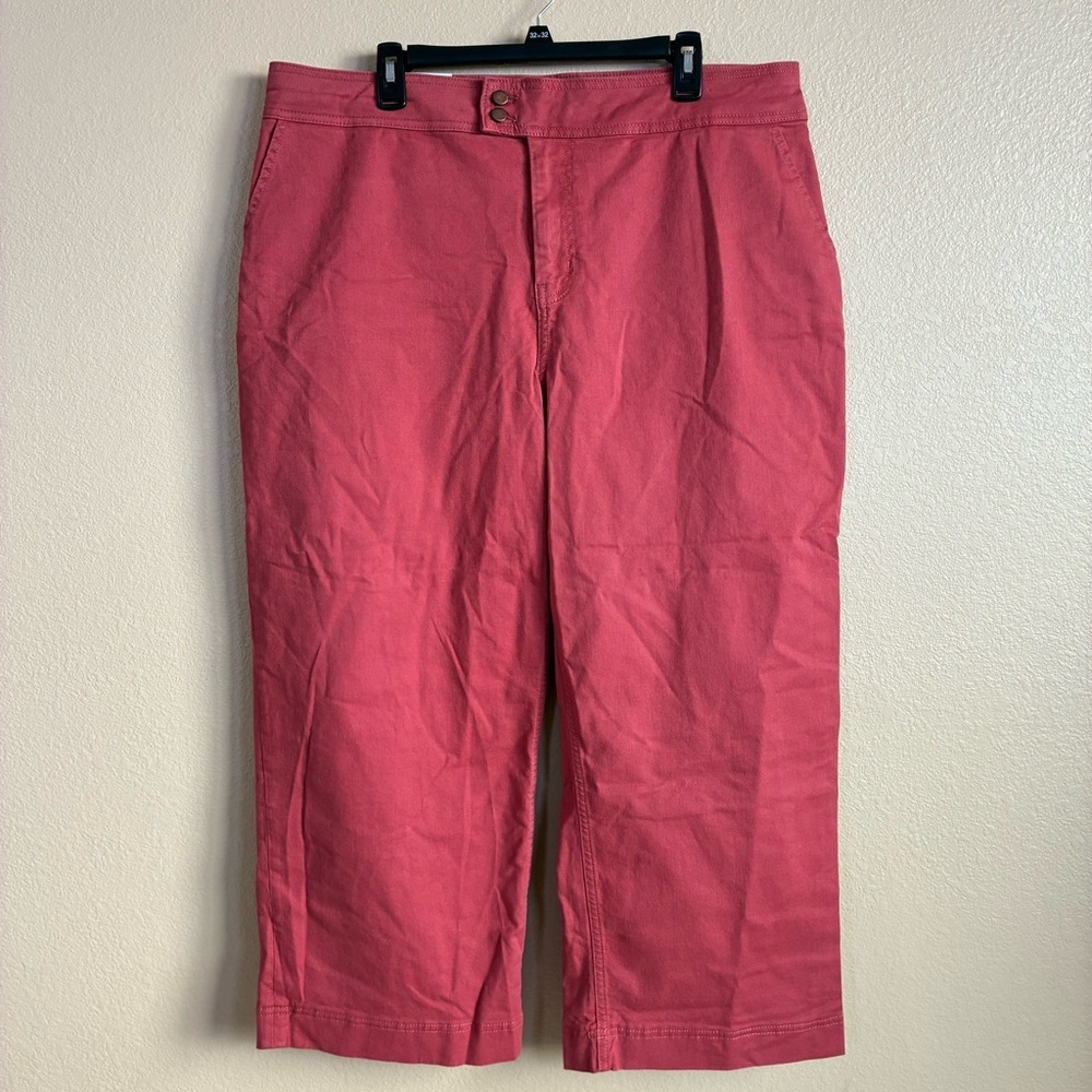Boden New Size 16/18 Long Muted Red High Rise Crop Wide Leg Chino Casual Pant